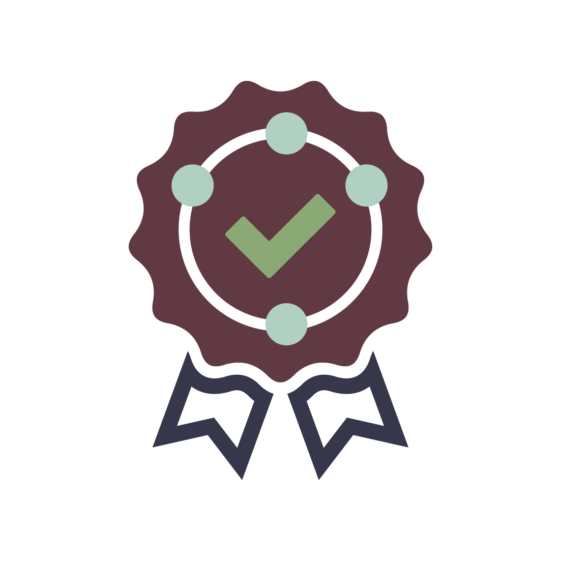 Completion badge icon.